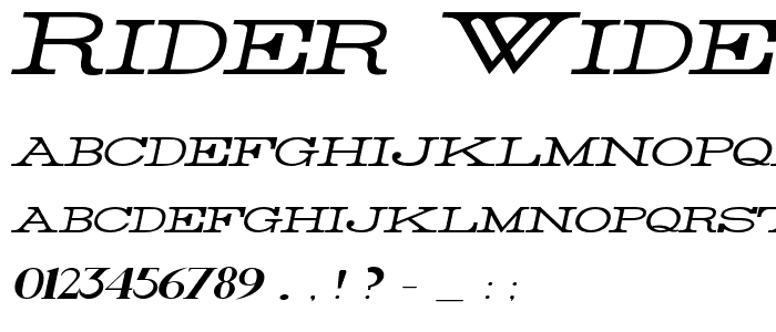 Rider Wide Expanded Light Italic font